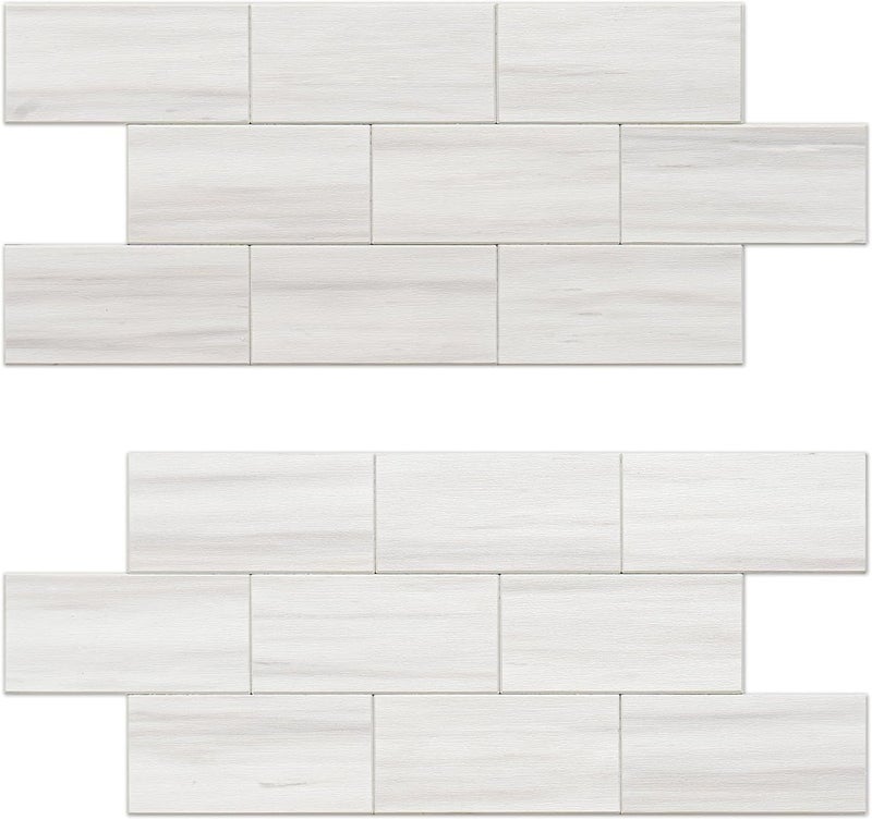 V-MOZZA Peel and Stick Backsplash, 20-Sheet Peel and Stick Wall Tiles 13.5" x 5.8" PVC Subway Tile Stick on Backsplash for Kitchen Fireplace (Italian White Marble) - Image 1